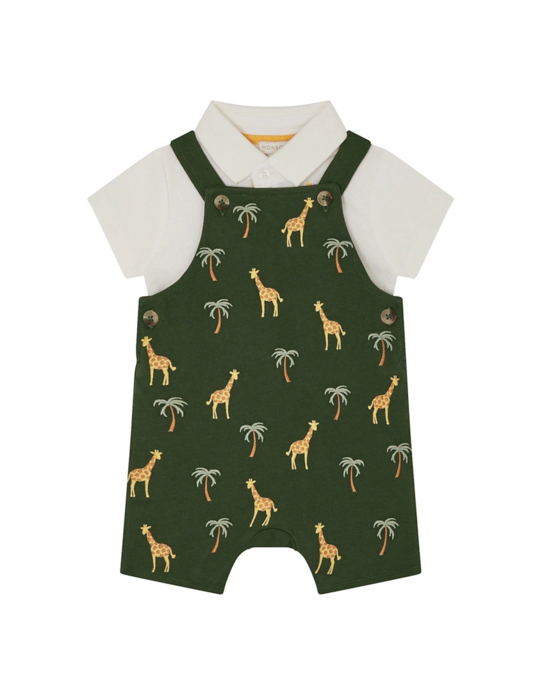Baby Boys Safari Dungaree Set - Green