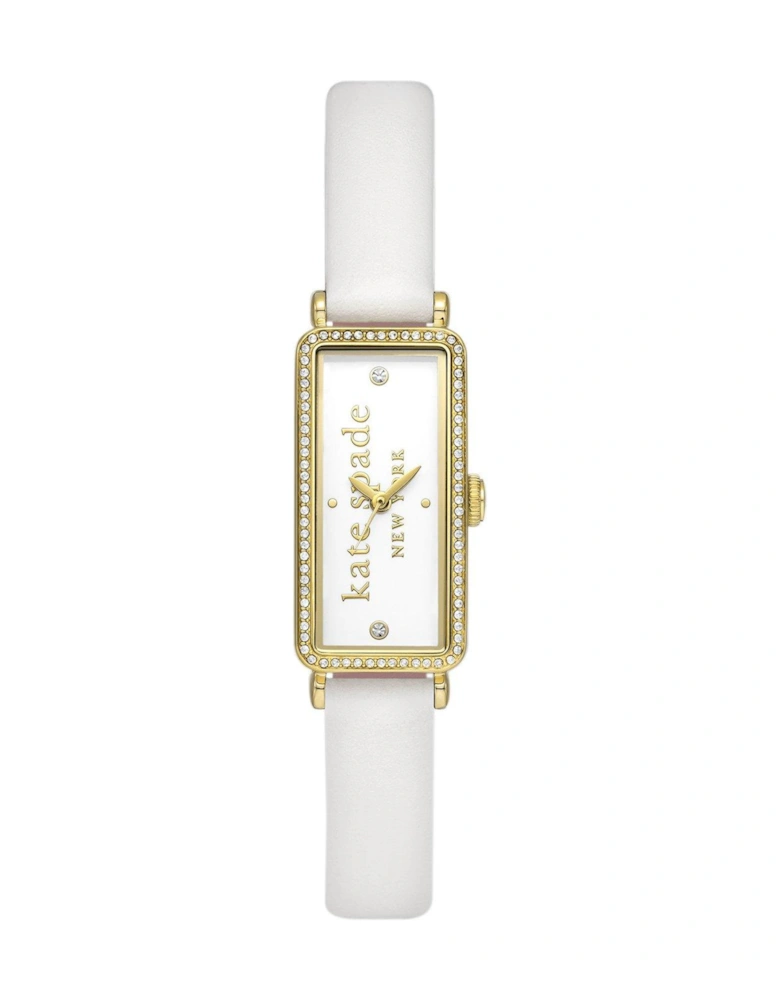 New York Rosedale white leather watch
