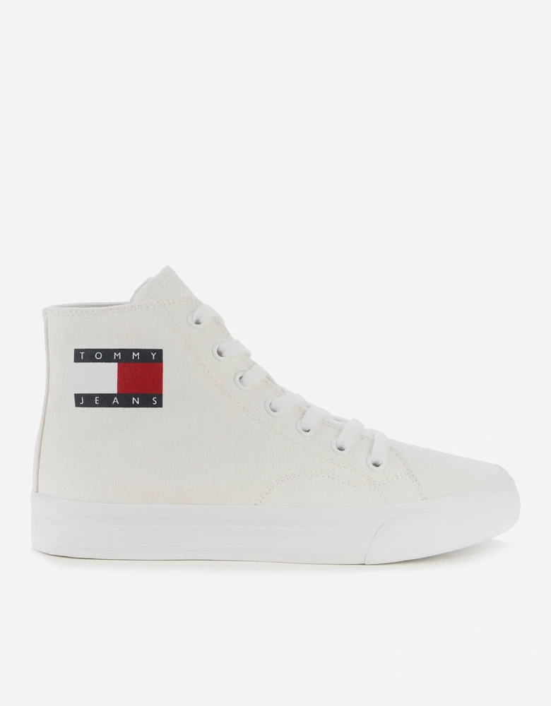 Women's Mid Cup Canvas Hi-Top Trainers - White - - Home - Women's Shoes - Women's Trainers - Women's High Top Trainers - Women's Mid Cup Canvas Hi-Top Trainers - White