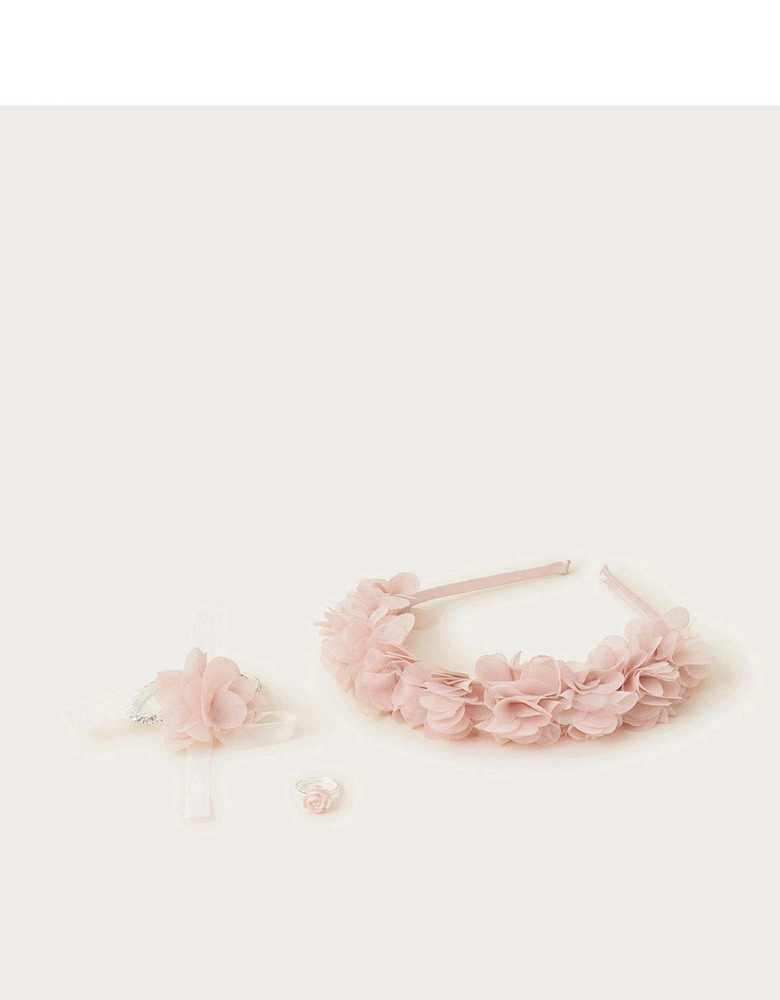 Girls Ruffle Bridesmaid Accessory Set - Pink