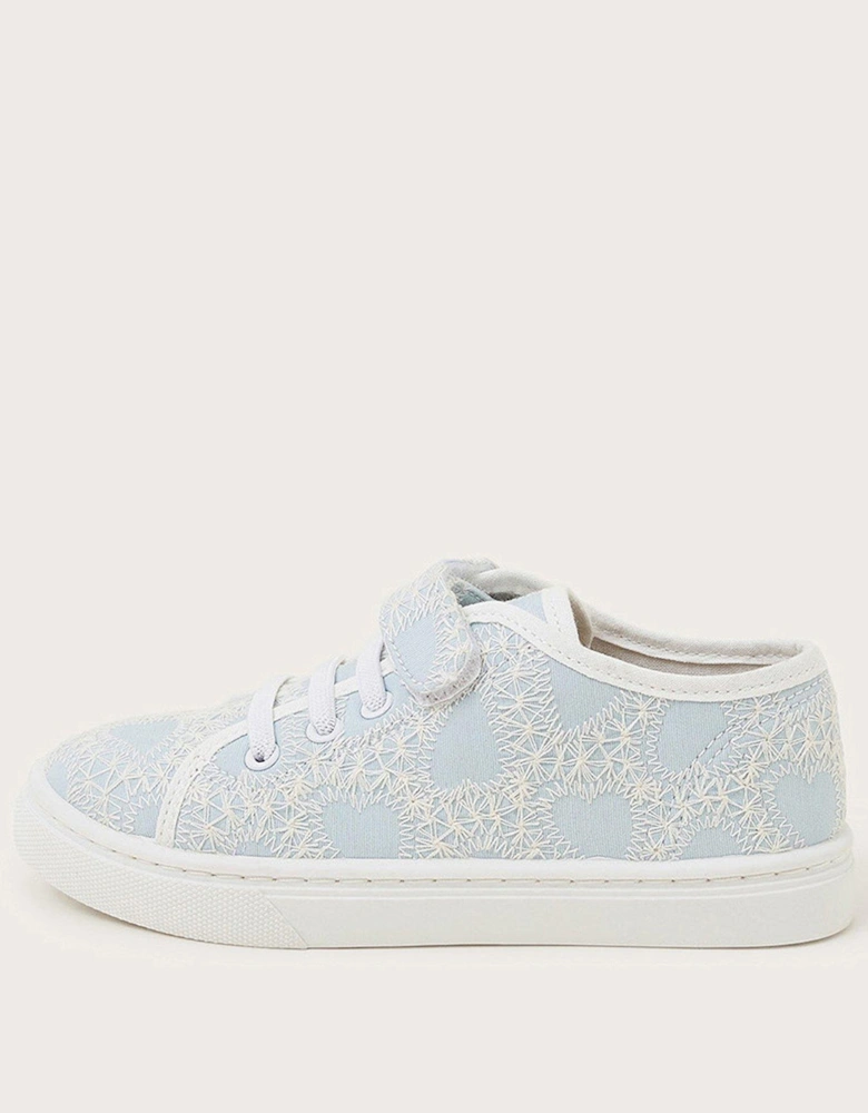 Girls Heart Lace Trainers - Blue