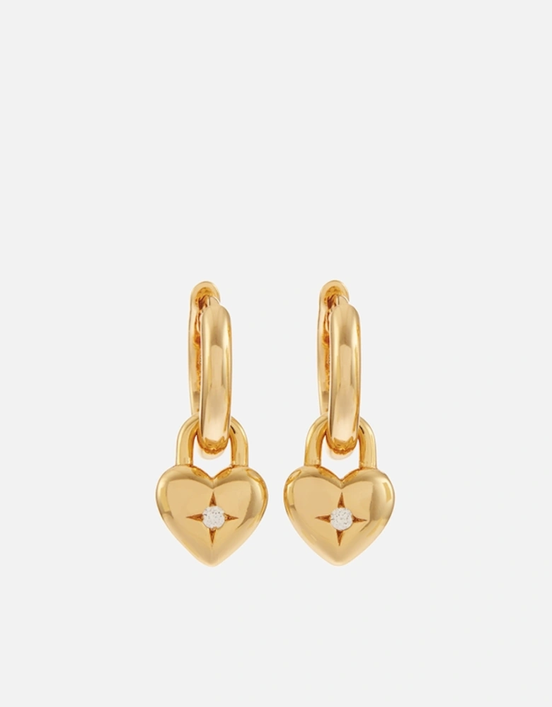 Heart 18K Gold-Plated Sterling Silver Huggie Earrings