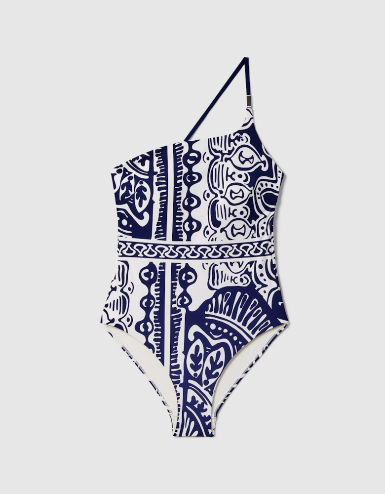 Printed One-Shoulder Swimsuit