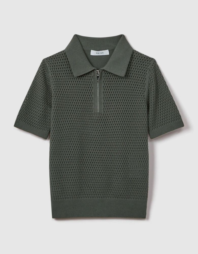Textured Half-Zip Polo T-Shirt