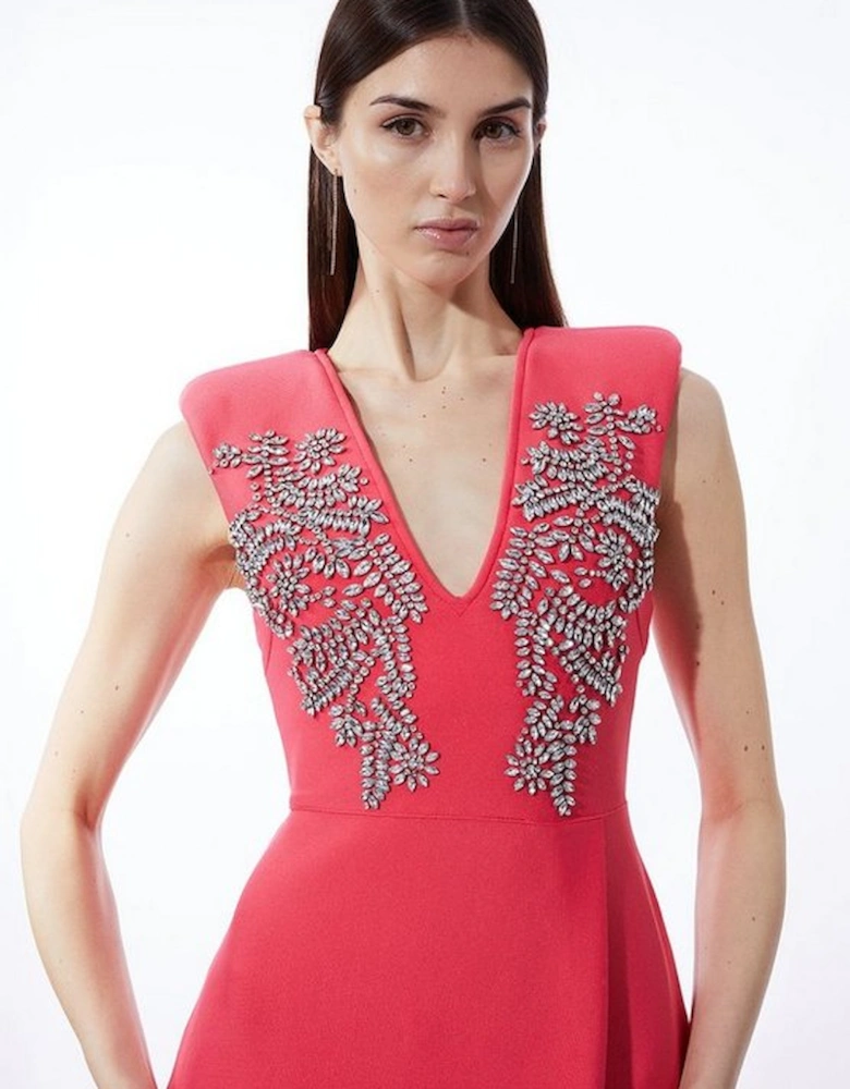 Embellished Bandage Figure Form Knit Sleeveless Midaxi Dress