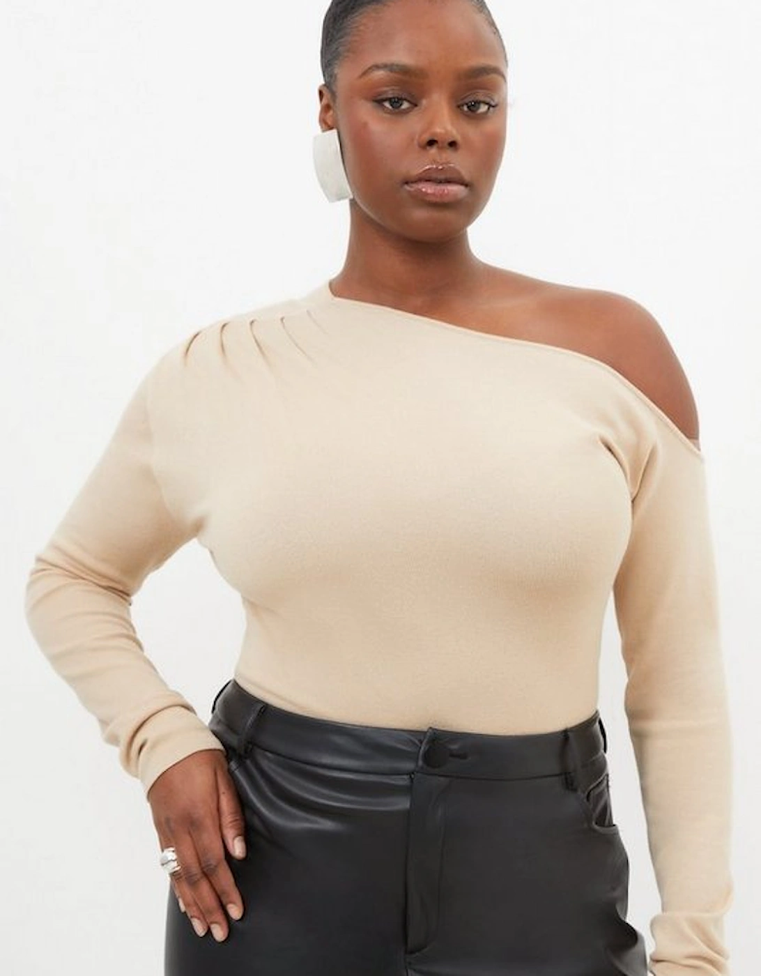 Plus Size Viscose Blend Off Shoulder Knit Top, 5 of 4