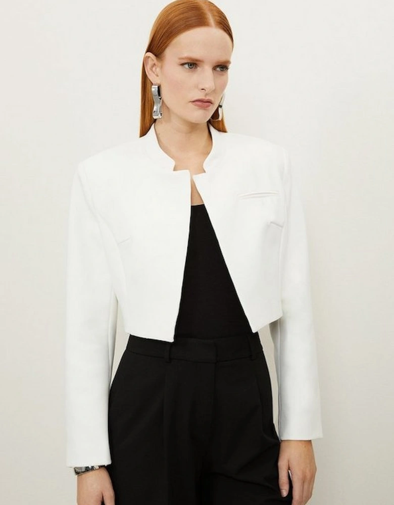 Cropped Tailored High Neck Jacket