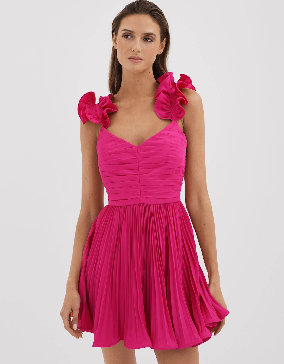 Amur Ruffle Strap Pleated Mini Dress, 2 of 1