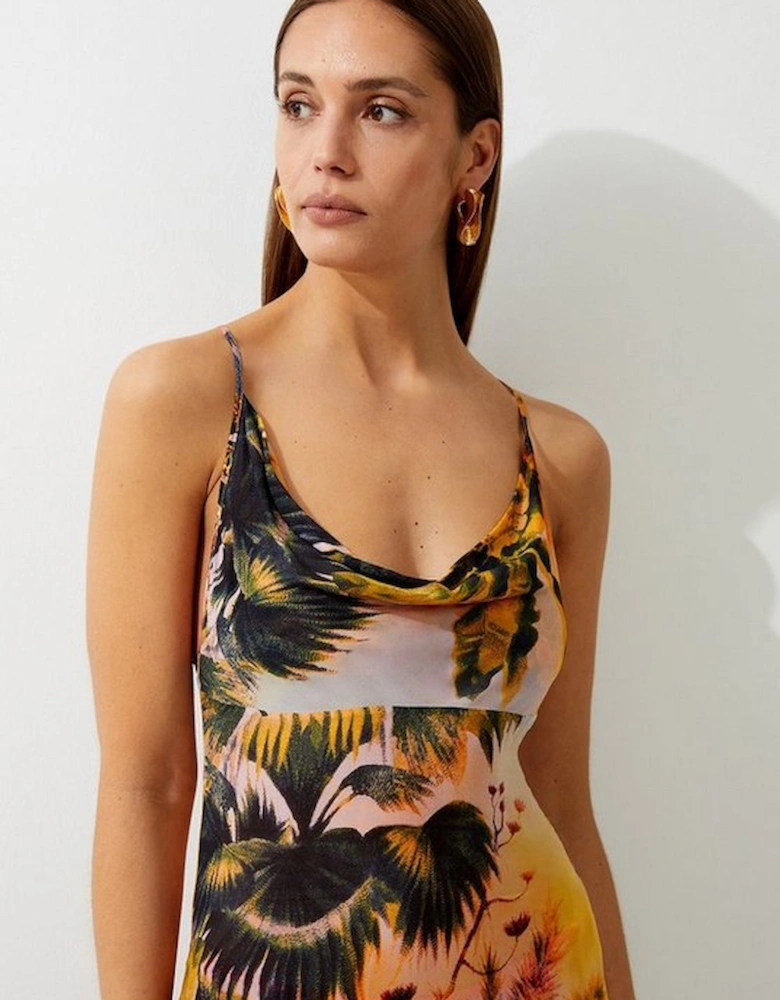 Ombre Placed Print Viscose Georgette Beach Slip Dress