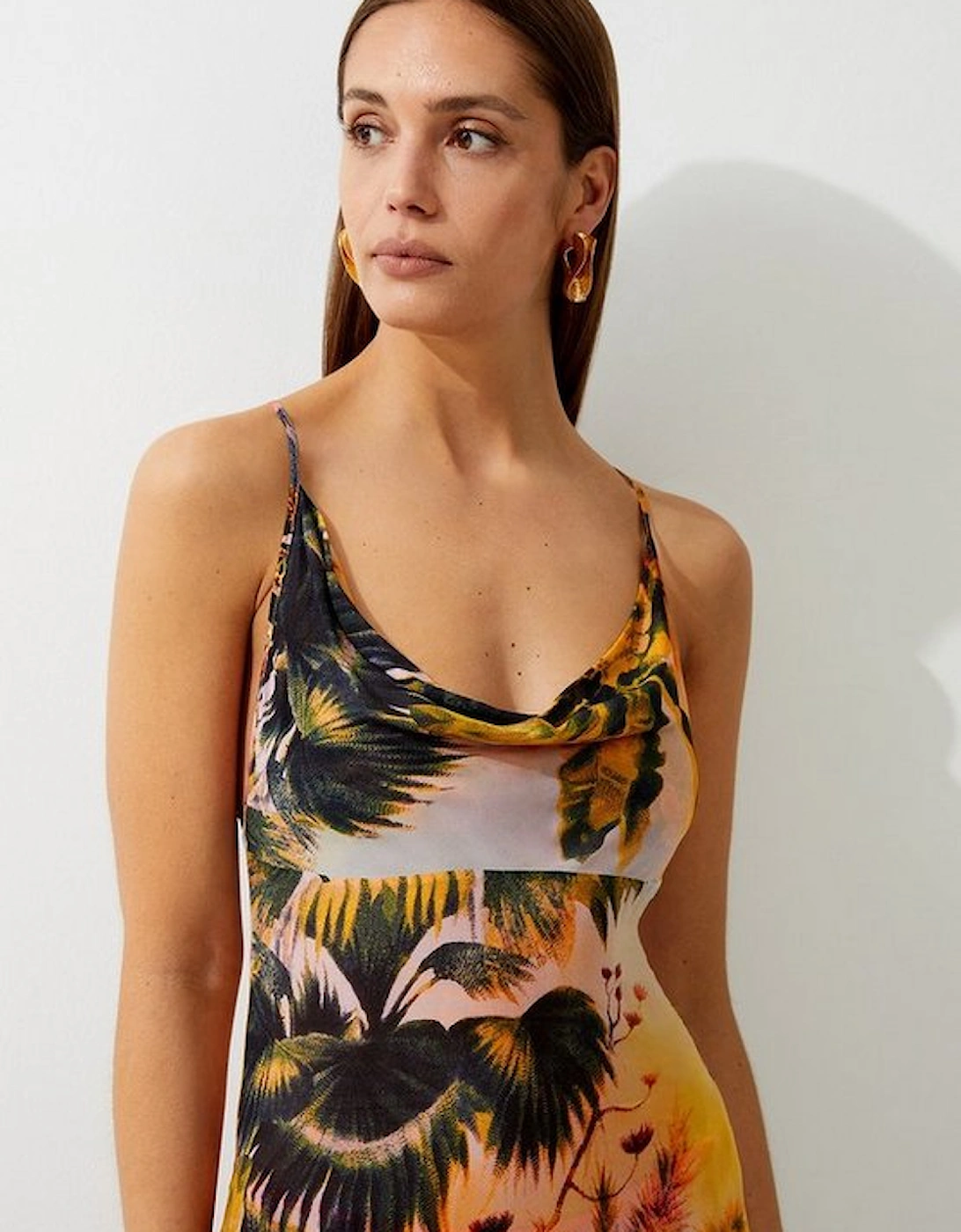 Ombre Placed Print Viscose Georgette Beach Slip Dress