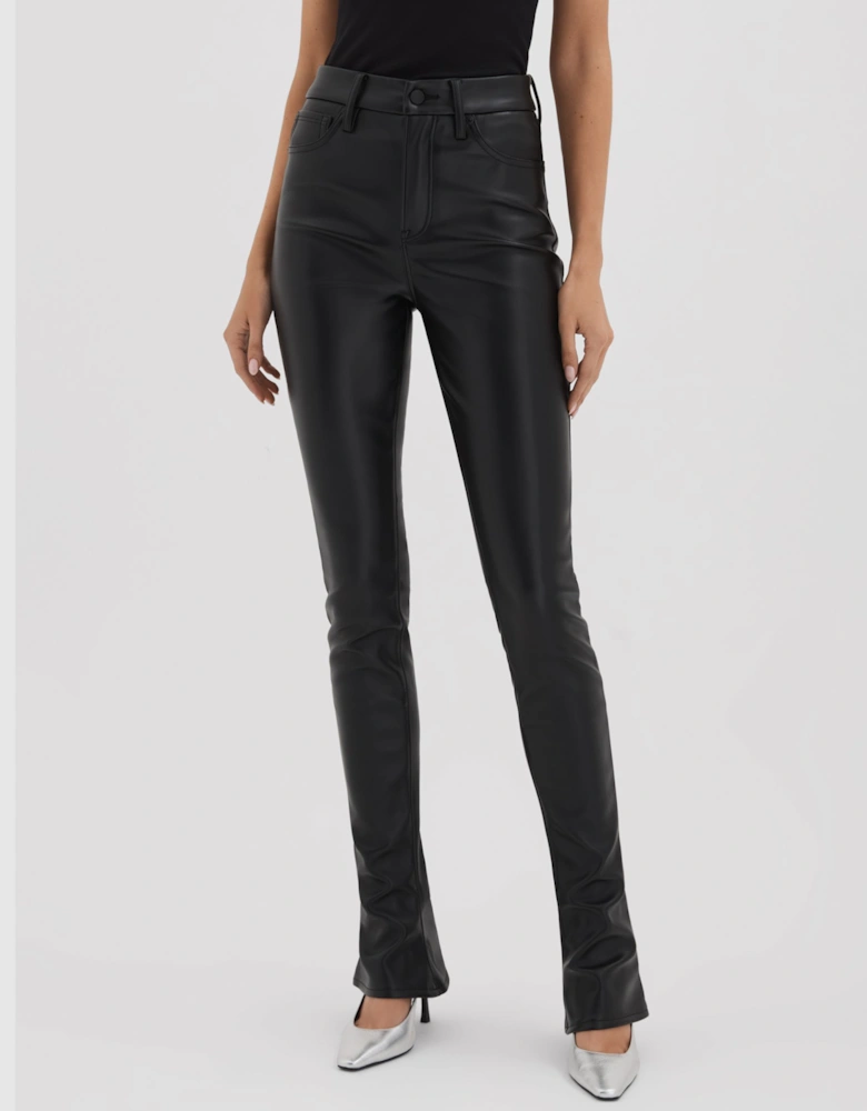 Good American Faux Leather Slim Bootcut Trousers