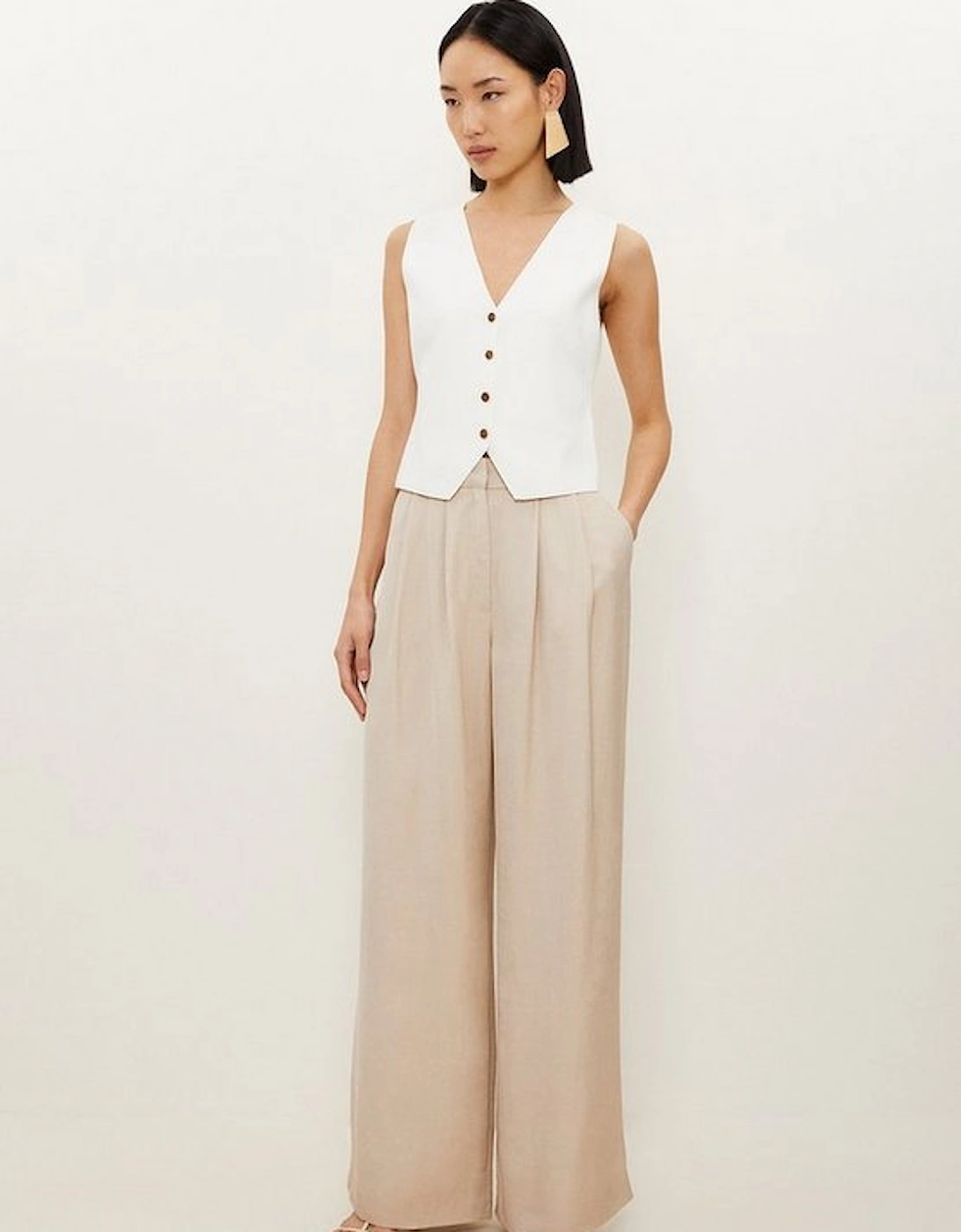 Premium Tailored Linen Pleated Wide Leg Trousers, 5 of 4