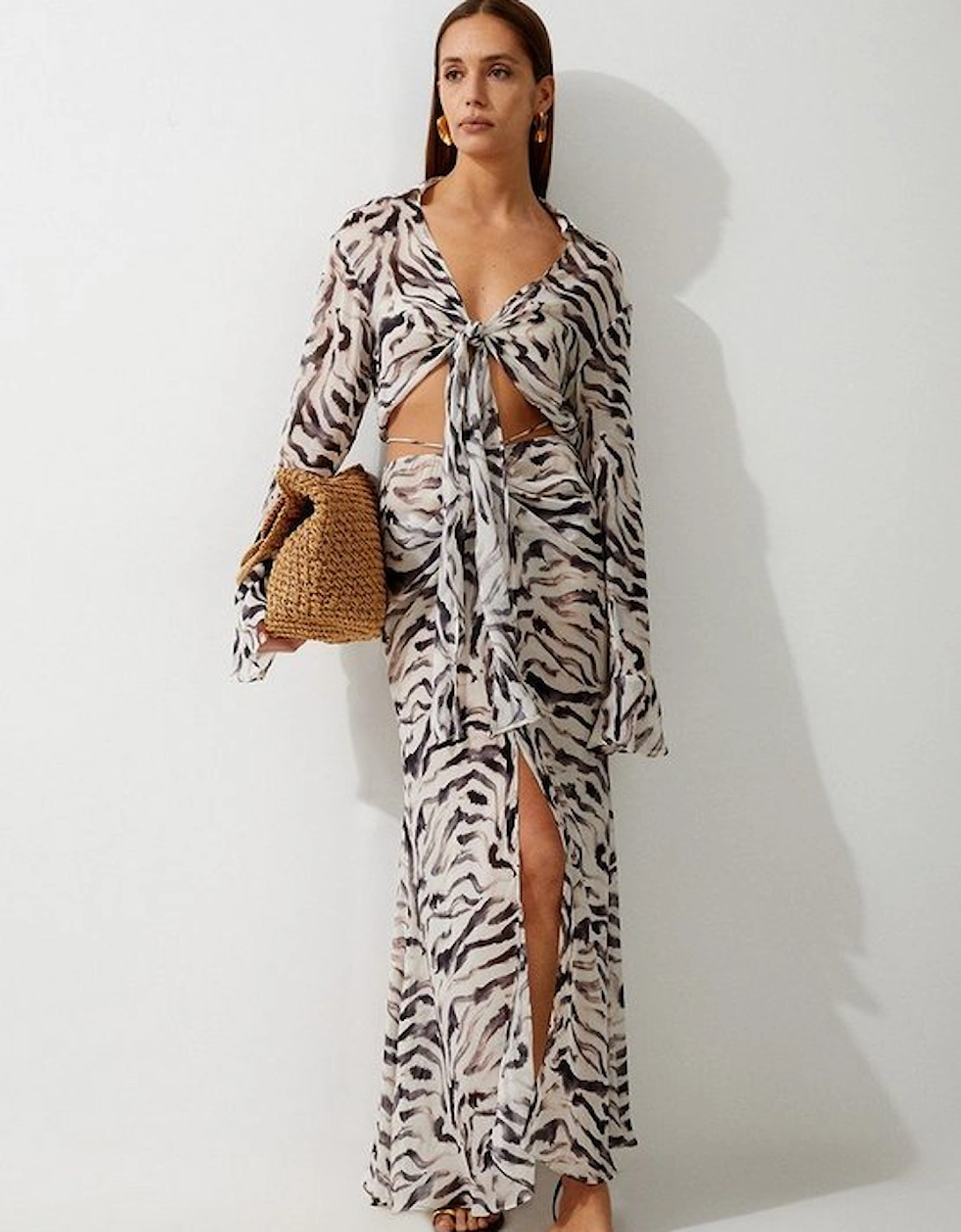Animal Print Ruched Beach Skirt, 5 of 4