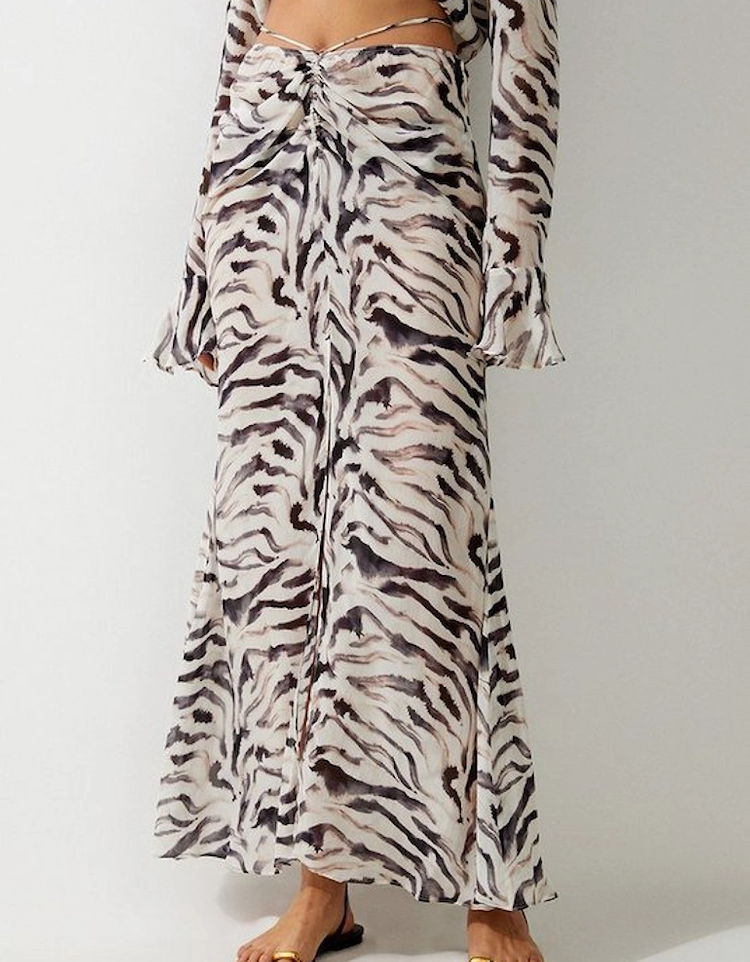 Animal Print Ruched Beach Skirt