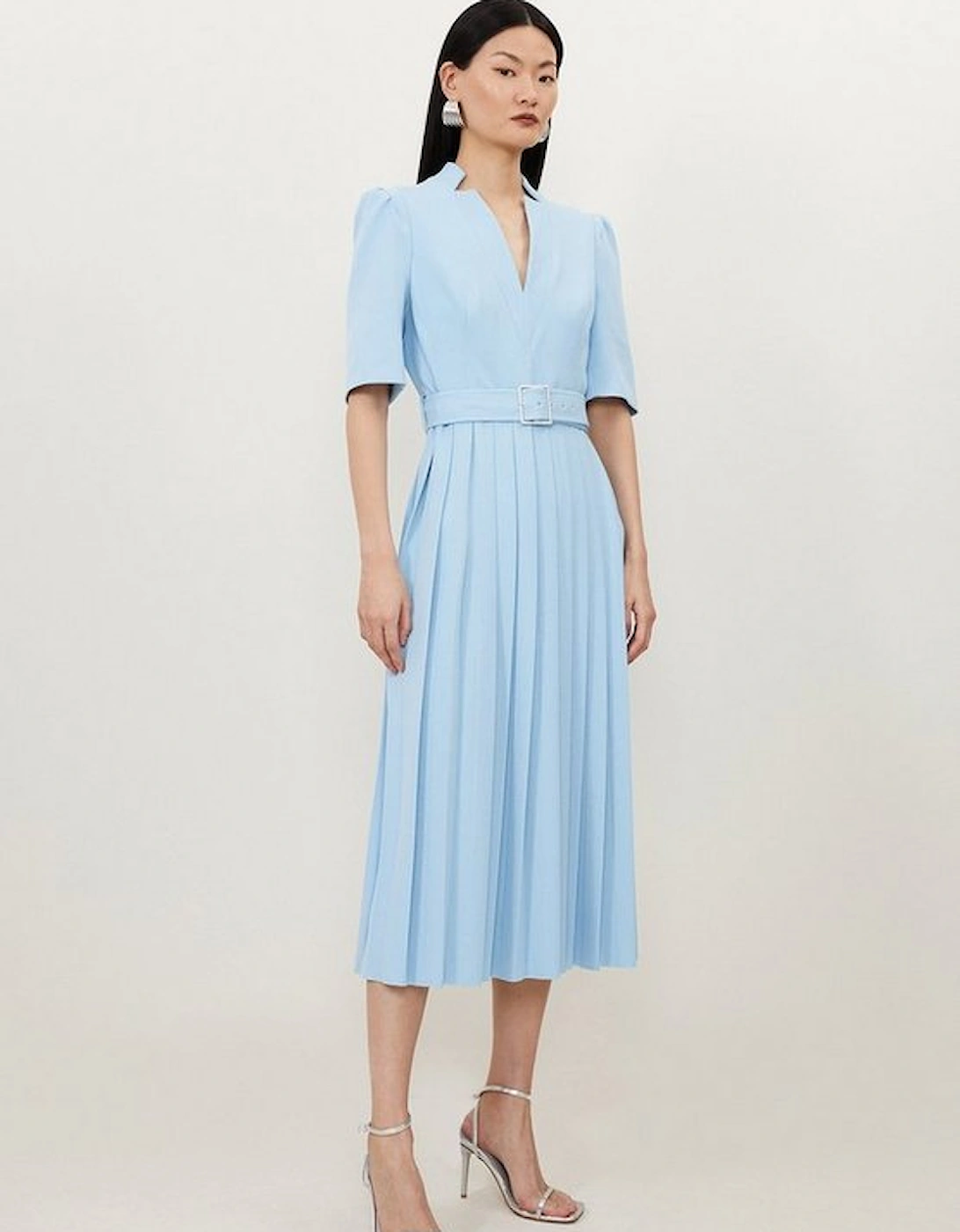 Tall Structured Crepe Forever Pleated Midi Dress, 5 of 4