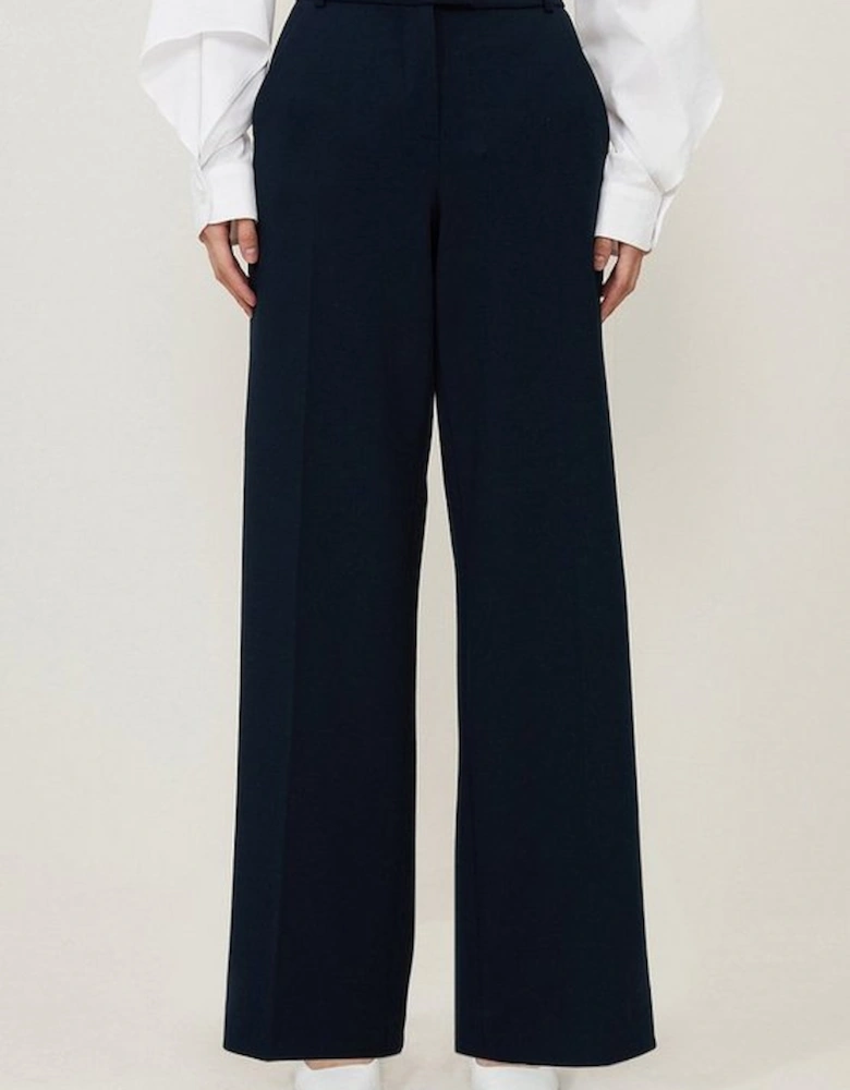 Compact Stretch Straight Leg Tipped Tailored Trousers