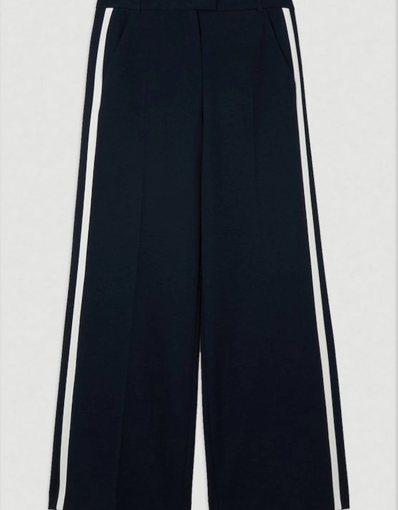 Compact Stretch Straight Leg Tipped Tailored Trousers