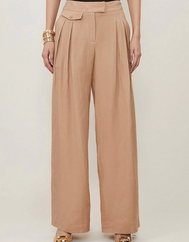 Linen Wide Leg Woven Trousers