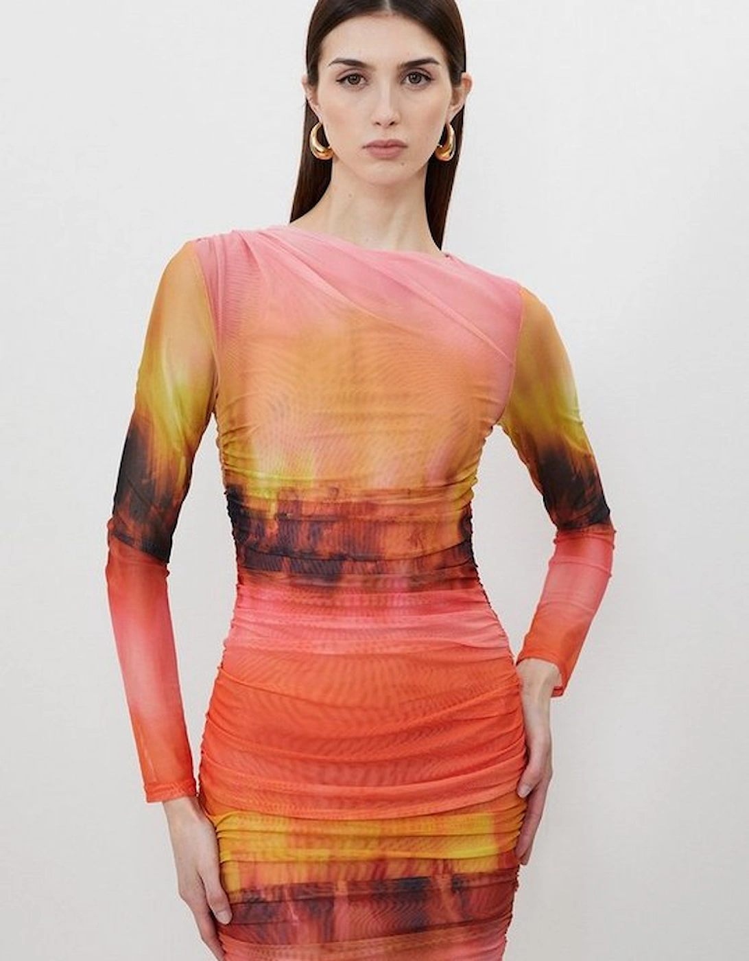 Ombre Print Jersey Long Sleeve Mini Dress, 5 of 4