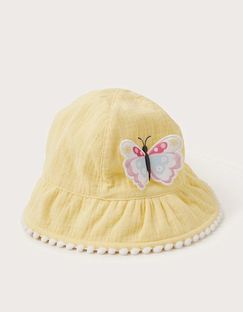 Baby Girls Butterfly Bucket Hat - Lemon