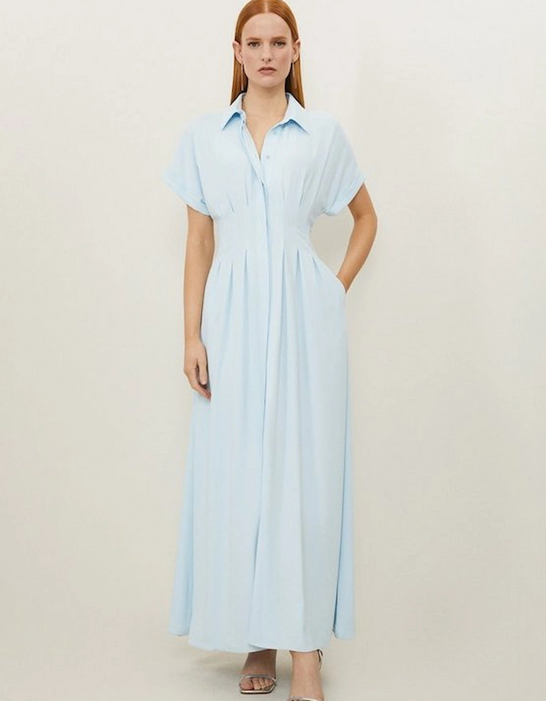 Soft Tailored Belted Darted Midi Shirt Dress, 5 of 4