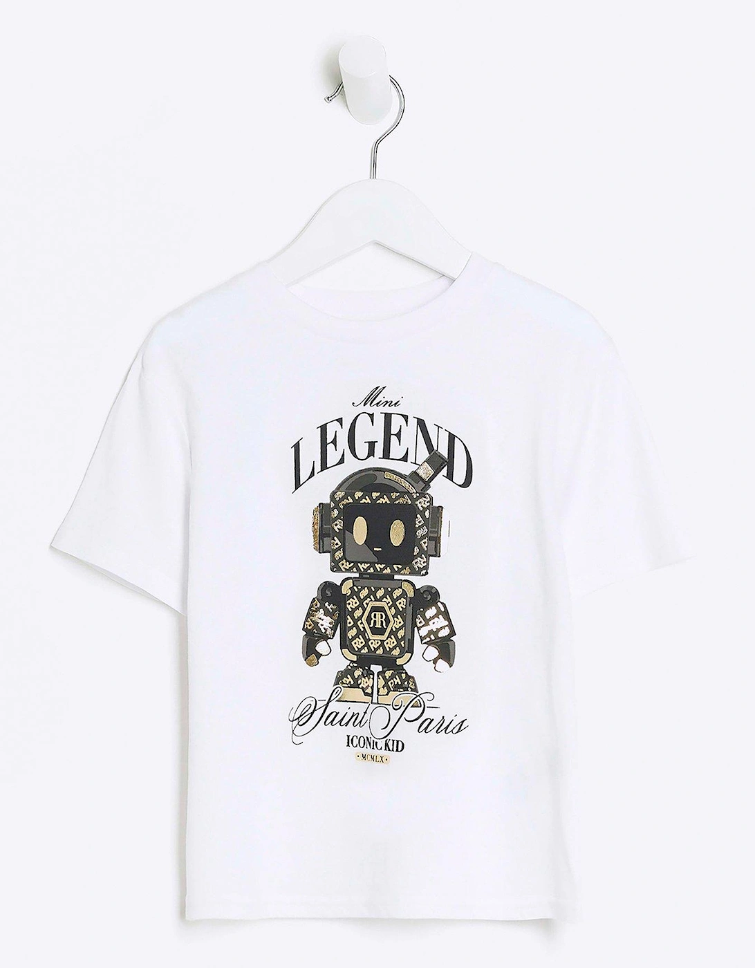 Mini Boys Graphic Robot T-Shirt - White, 5 of 4