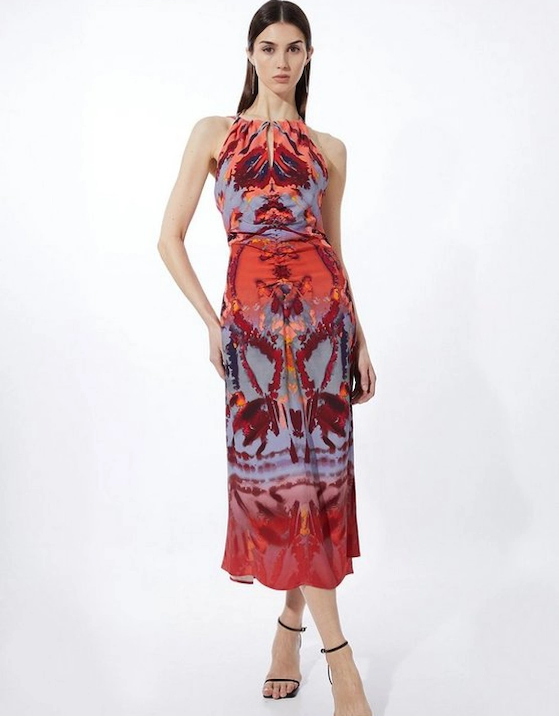 Mirrored Print Satin Crepe Woven Maxi Dress, 5 of 4