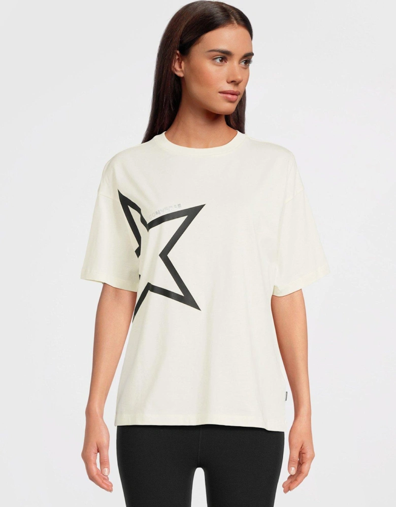 Womens Chuck Relaxed Star Print Tee - Off White