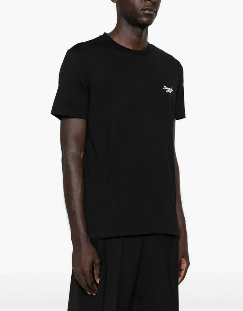 4G Motif Branded Cotton T Shirt Black