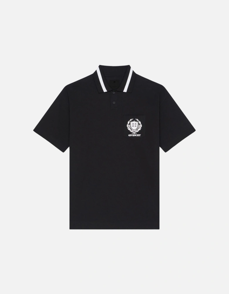 Over fit Chest Branding Polo Shirt Black