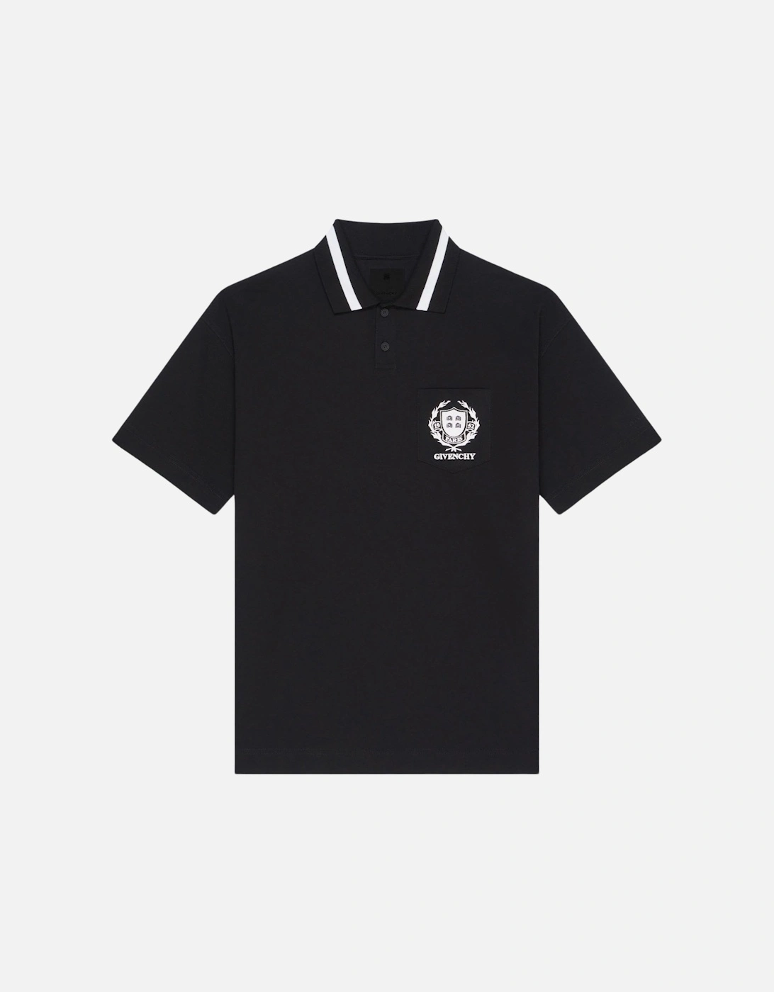 Over fit Chest Branding Polo Shirt Black, 5 of 4