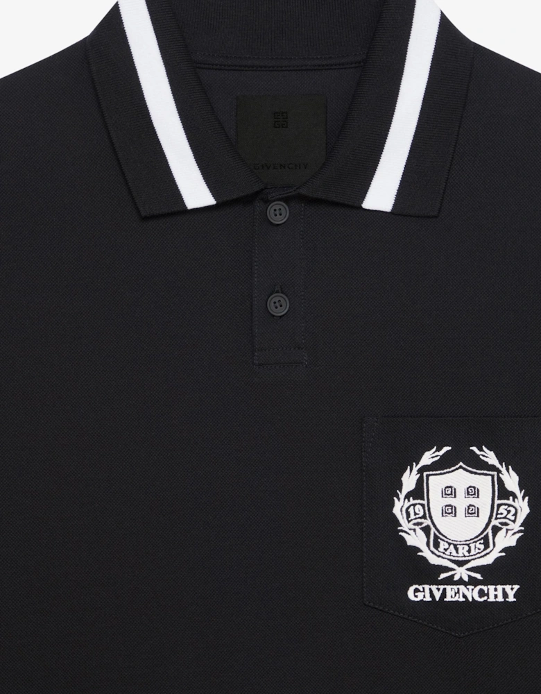 Over fit Chest Branding Polo Shirt Black