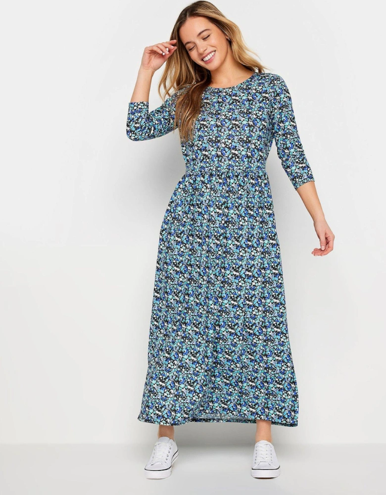 Petite Blue Ditsy Pocket Maxi Dress