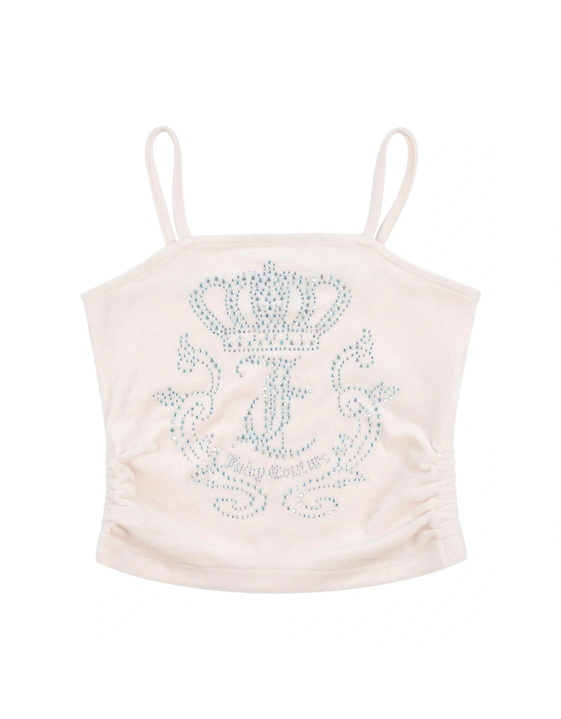Girls Black Label Diamante Crown Velour Strappy Top - Shell, 4 of 3