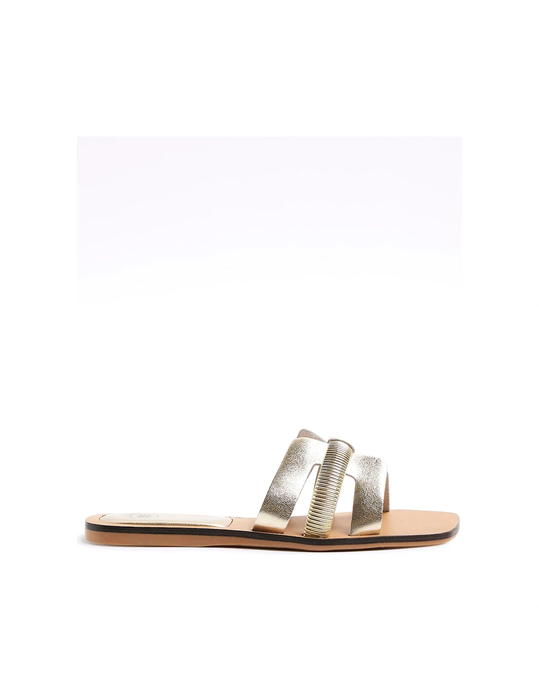 Cut Out Strap Leather Sandals - Gold, 2 of 1