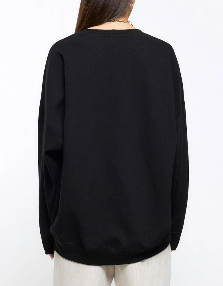 Oversized Longline Sweatshirt - Black