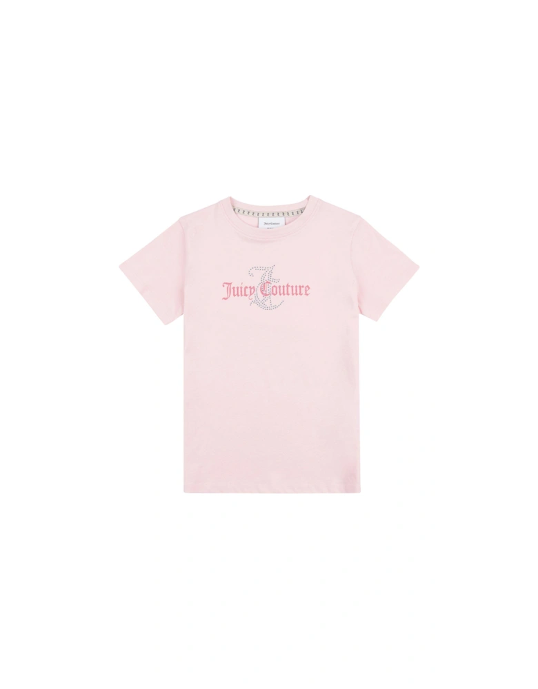 Girls Diamante Regular Short Sleeve T-shirt - Almond Blossom