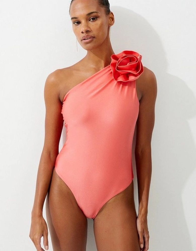 Rosette Detail Asymmetric Swimsuit