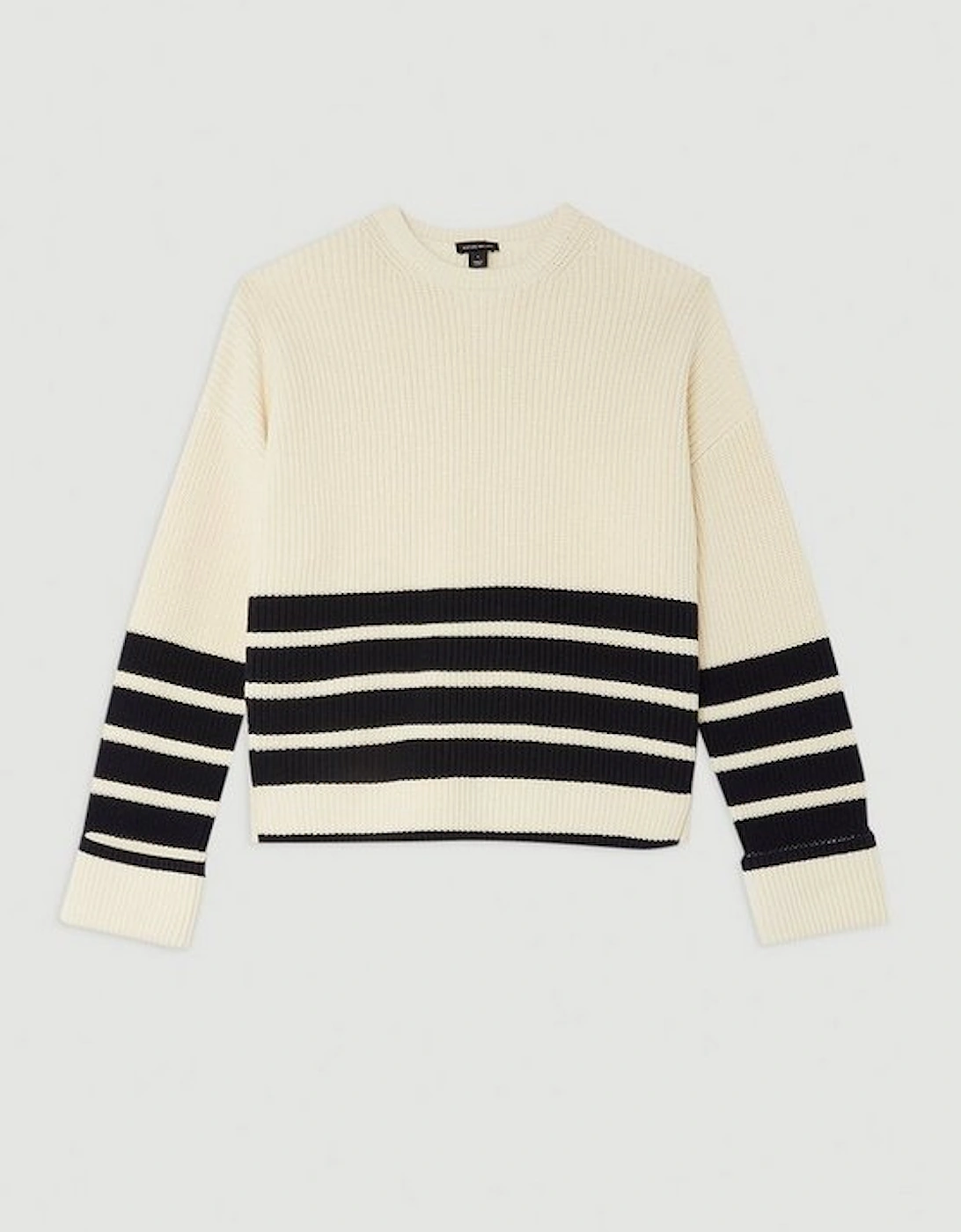 Cotton Knit Relaxed Stripe Jumper With Buttoned Splits