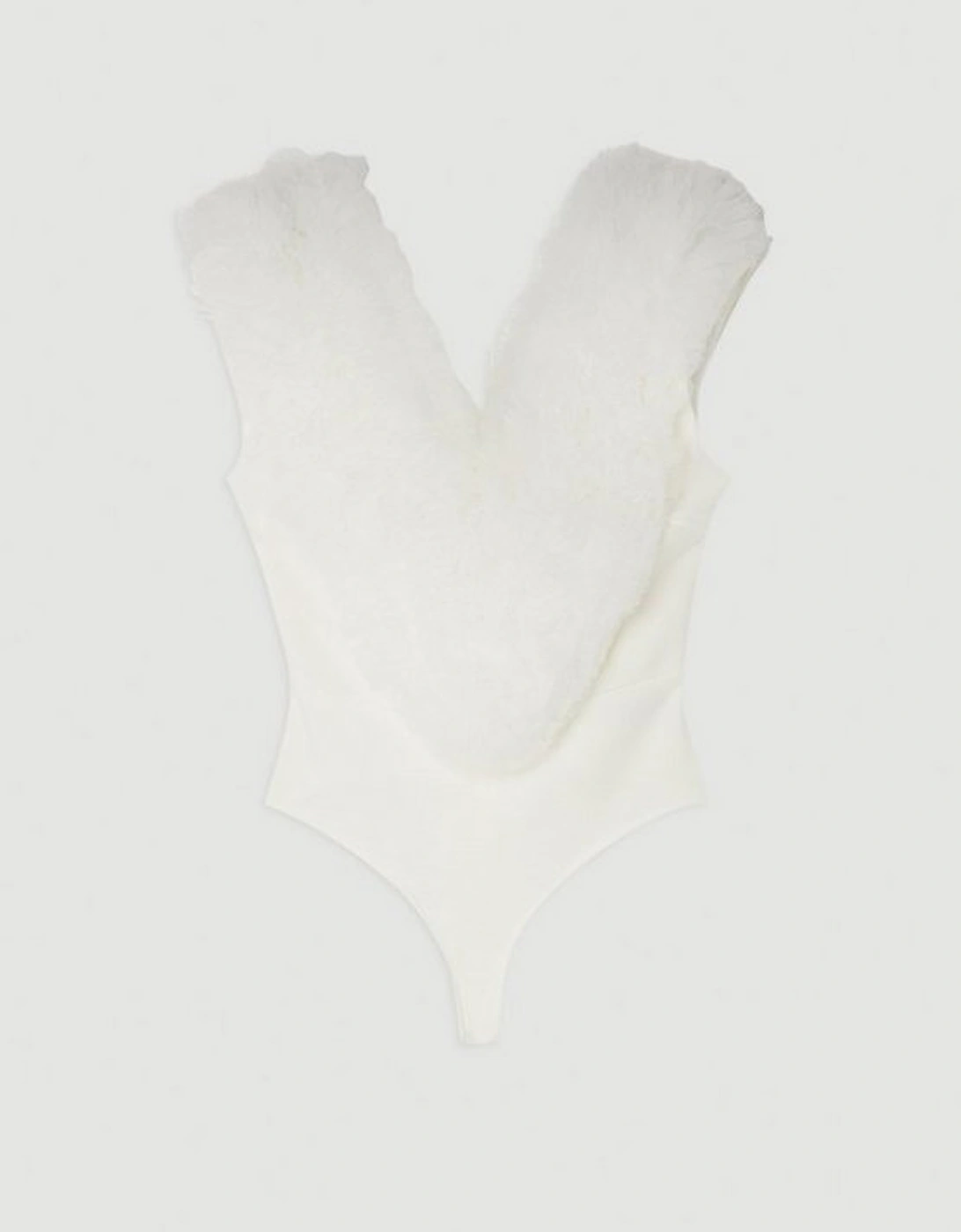 Bandage Figure Form Knit Flower Detail Bodysuit