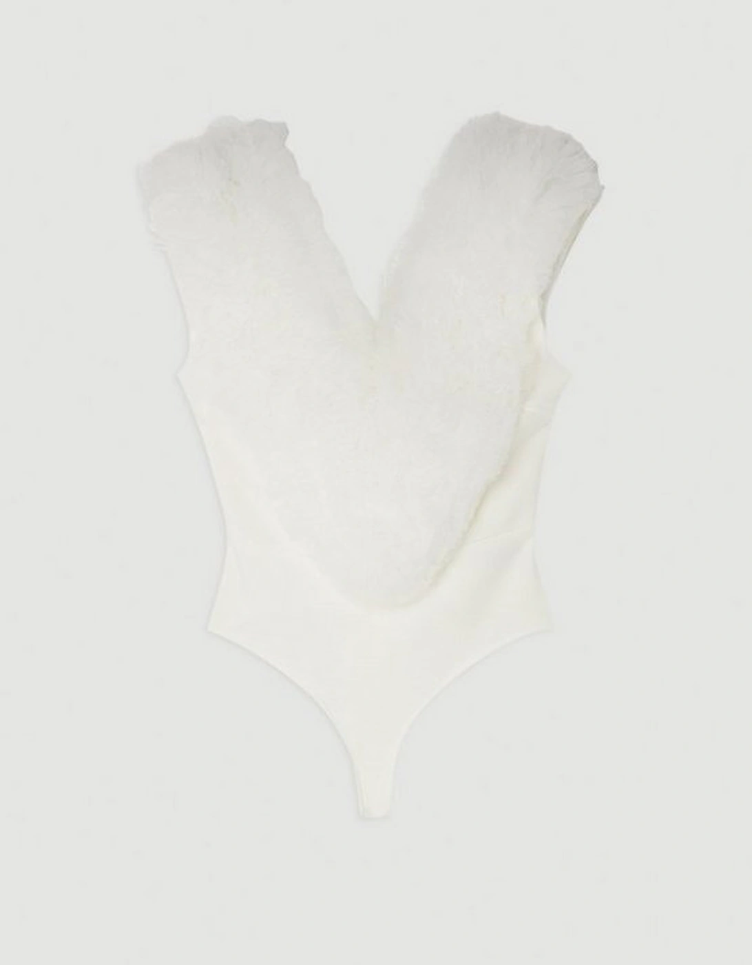 Bandage Figure Form Knit Tulle Detail Bodysuit