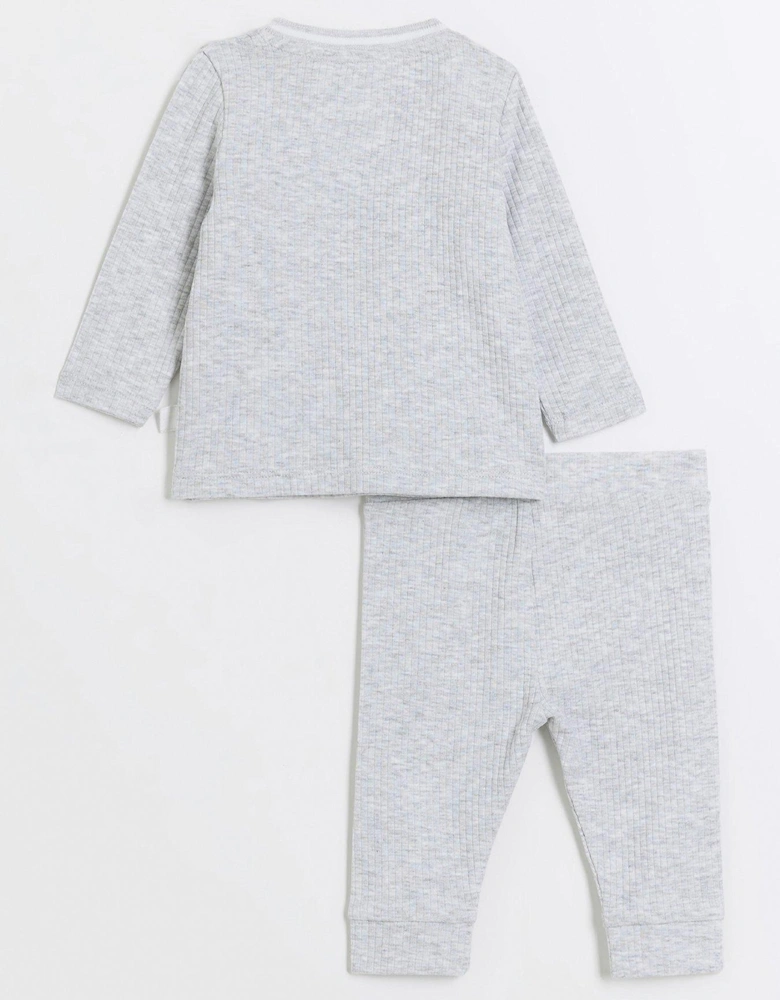 Baby Girls Rib Long Sleeve Set - Grey