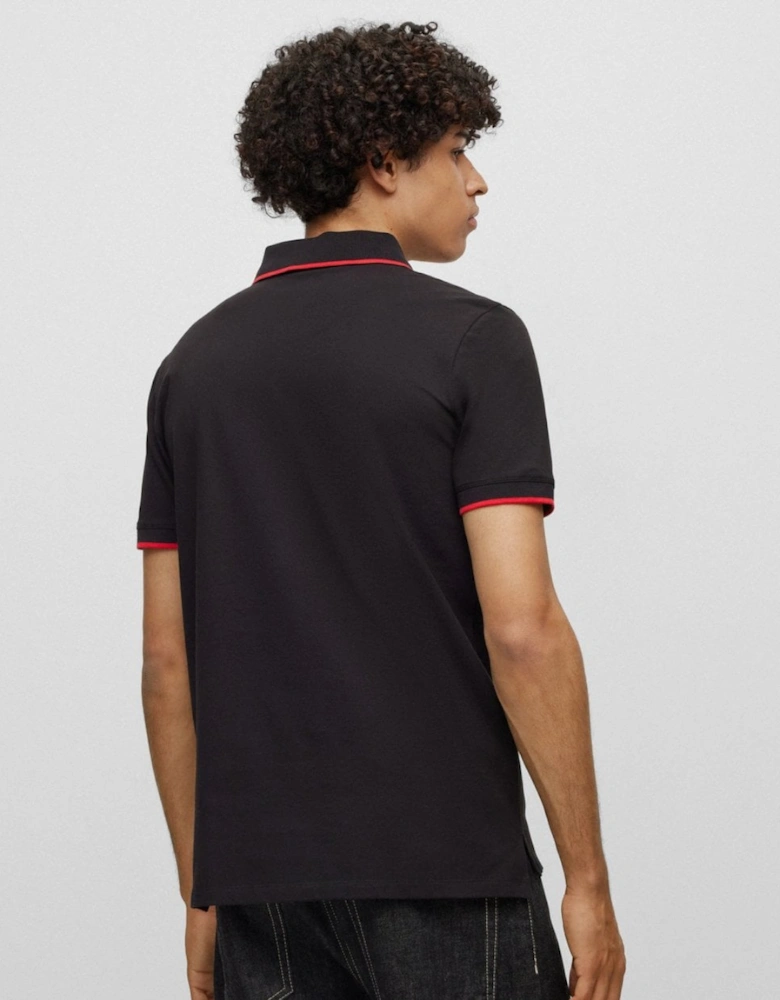 HUGO Dinoso222 Mens Stretch Cotton Slim-Fit Polo with Printed Logo