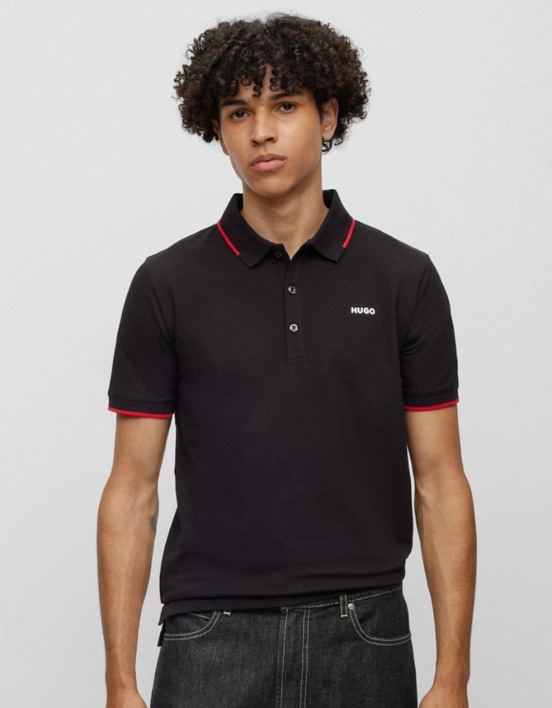 HUGO Dinoso222 Mens Stretch Cotton Slim-Fit Polo with Printed Logo