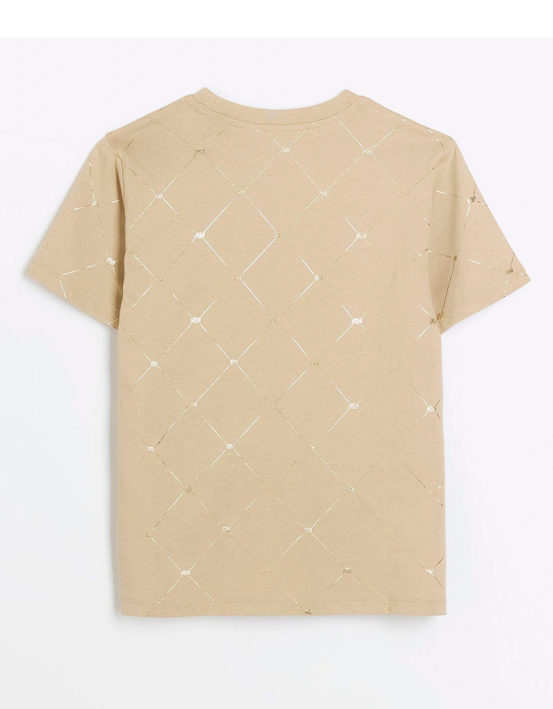 Boys Foil Monogram T-Shirt - Beige