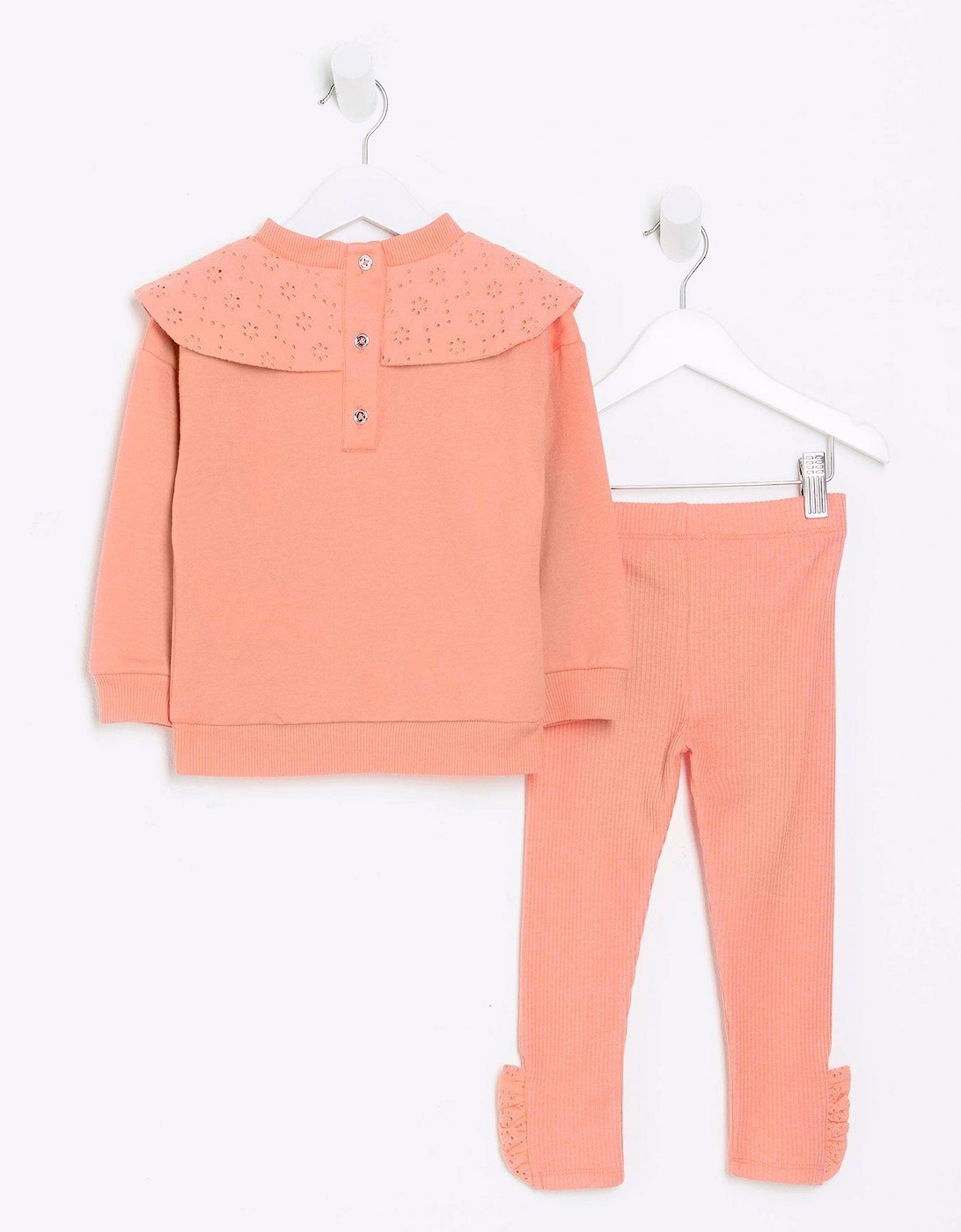 Mini Girls Bow Sweatshirt Set - Orange