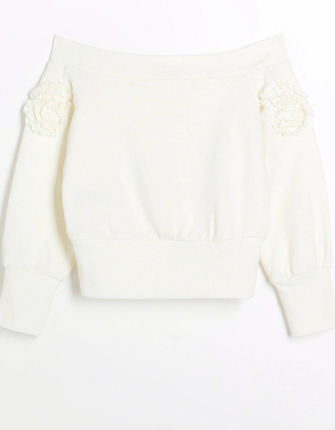 Girls Flower Bardot Sweatshirt - Cream