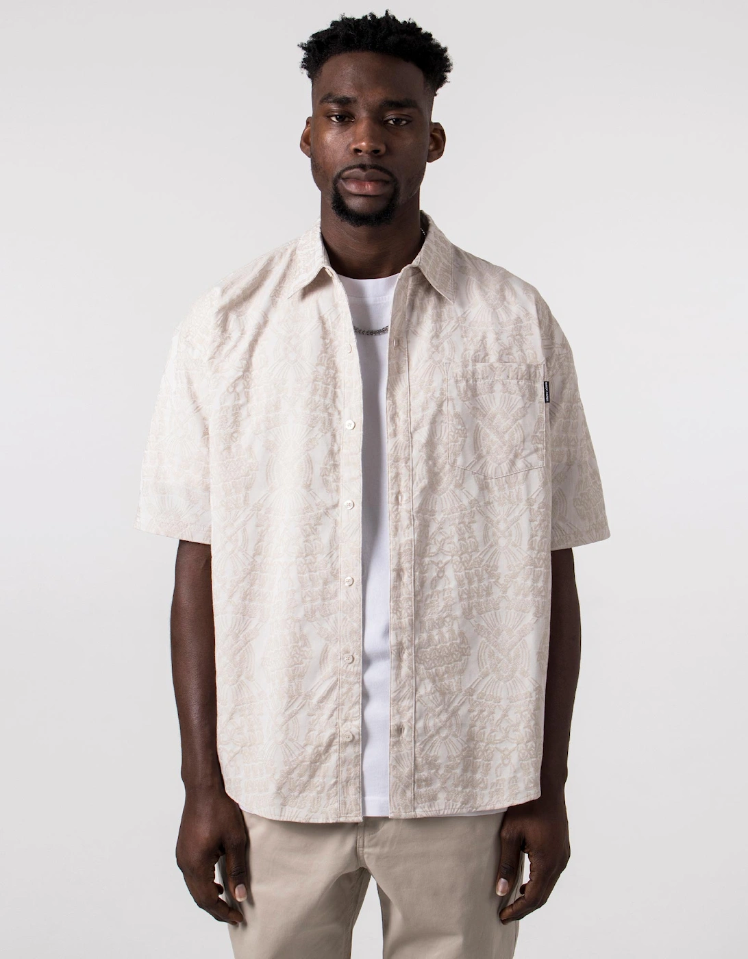 Zuri Macrame Jacquard Relaxed Short Sleeve Shirt