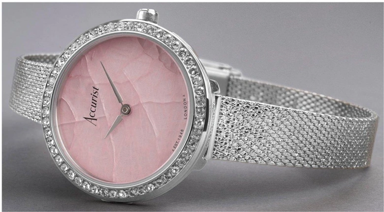 Jewellery Womens Silver Stainless Steel Mesh Analogue Watch
