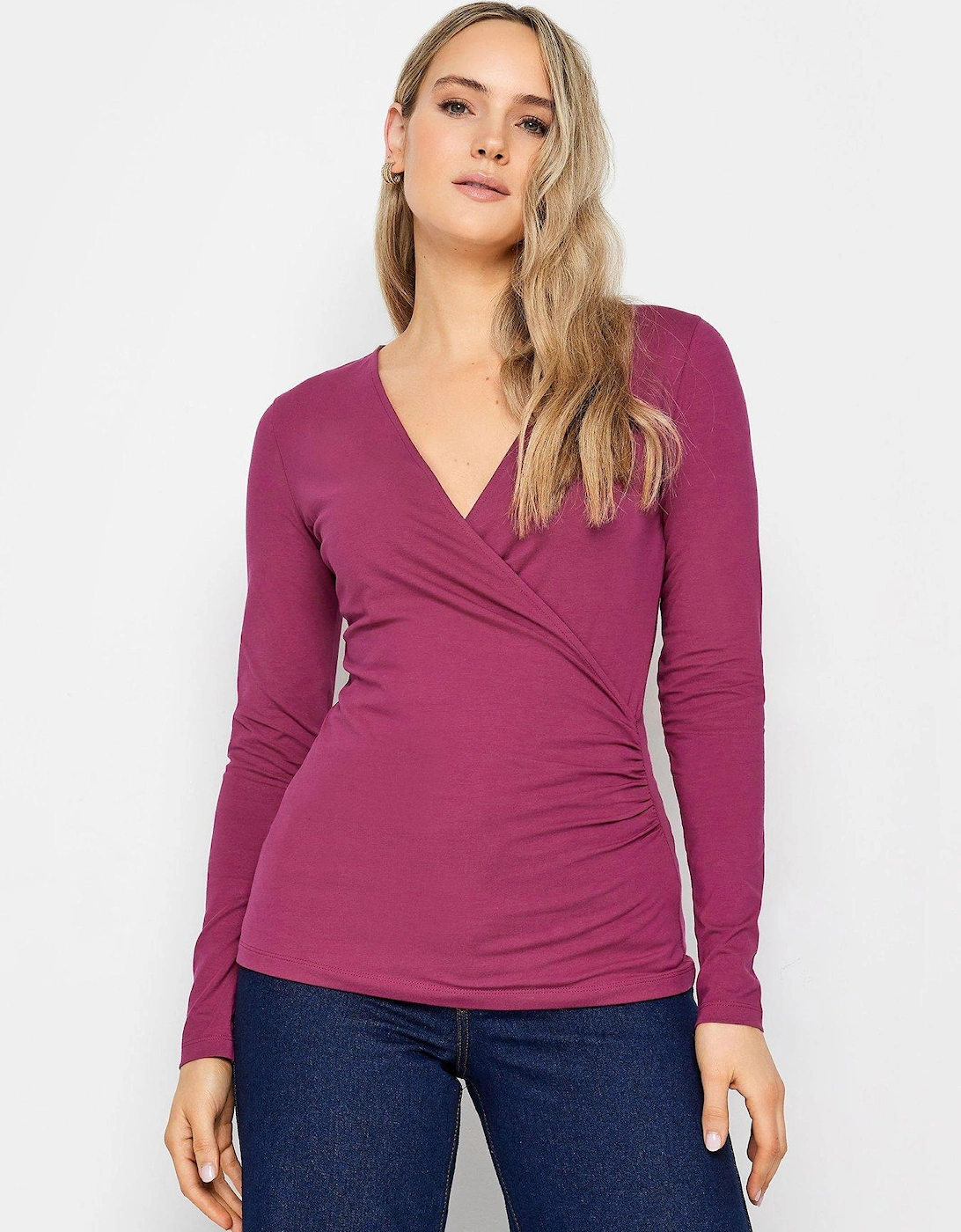 Tall Raspberry Jersey Wrap Top, 2 of 1